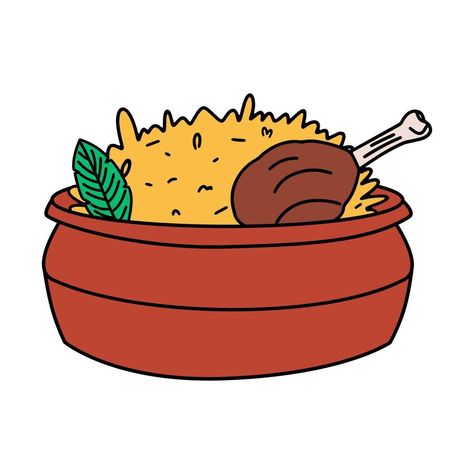 Chicken Biryani icon. A dish of Indian and Arabic cuisine. Vector illustration in flat style Indian Food Sketch, Chicken Biryani Drawing, Biryani Drawing, Indian Food Doodle, Biryani Illustration, Indian Food Drawing, Dream Sketch, Jerry Cartoon, Holiday Homework