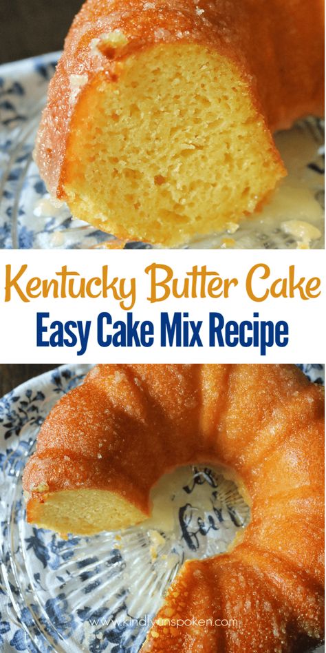 You’ll love this Easy Kentucky Butter Cake featuring a vanilla bundt cake and sweet butter glaze. It’s delicious, moist, and made simple with a boxed cake mix. Yellow Cake Mix And Vanilla Pudding Recipes, Easy Recipes Using Yellow Cake Mix Boxes, Cakes Recipes From Cake Mixes, Snickerdoodle Cake From Box Cake, French Vanilla Box Cake Mix Recipes, Duncan Hines Butter Golden Cake Recipes, Box Cake Bundt Cake, Pound Cake Using Cake Mix Easy Recipes, French Vanilla Cake Mix Recipes Boxed