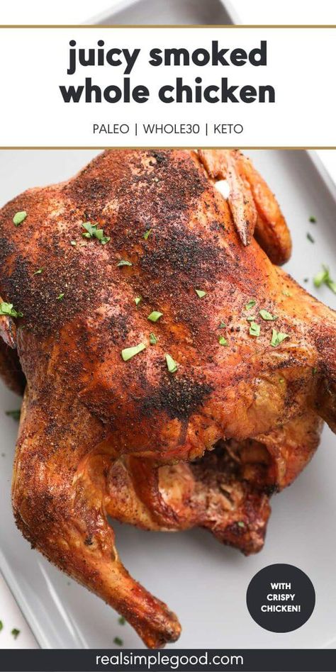 Chicken For One, Grilled Whole Chicken, Smoked Chicken Recipes, Smoked Whole Chicken, Smoked Recipes, Best Paleo Recipes, Pellet Smoker, Whole Chicken Recipes, Healthy Grilling Recipes