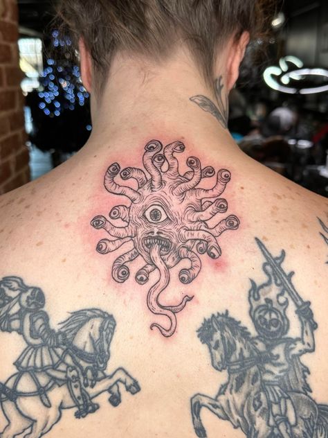 Beholder Tattoo, Monster Tattoos, Tattoo Ideas Summer, Dark Tattoo Ideas, Rip Tattoos For Mom, Rip Tattoos, Tattoos For Mom, Eyeball Tattoo, Feminine Skull Tattoos