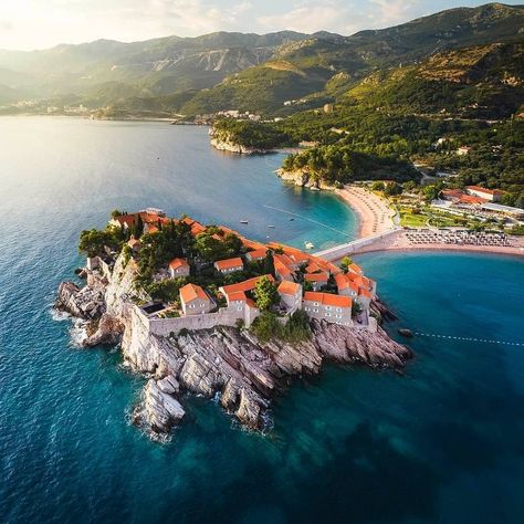 Good morning from Sveti Stefan, Montenegro! Today's forecas Sveti Stefan Montenegro, Sveti Stefan, Budva Montenegro, Emergency Evacuation, Private Island, European Summer, Best Places To Eat, Travel Inspo, Beautiful Islands