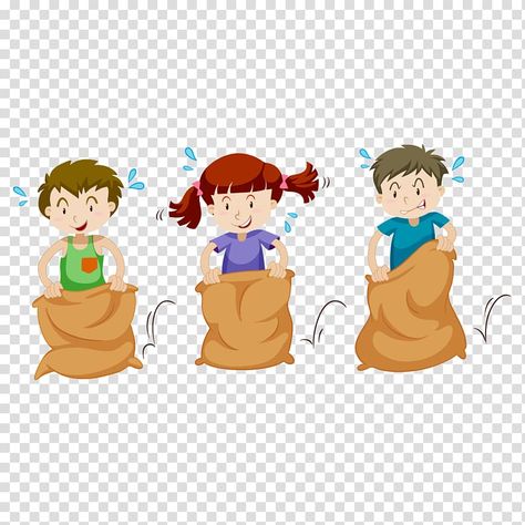 Racing Drawing, Student Character, Boy And Girl Drawing, Reading Books Illustration, Fanny Photos, Gunny Sack, Sack Race, Student Cartoon, Kids Reading Books