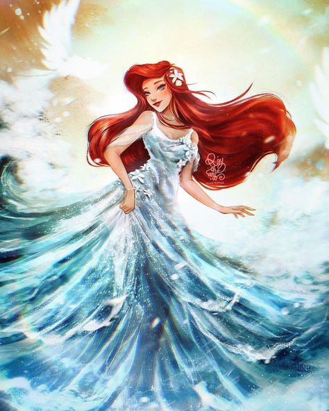 ROY THE ART on Instagram: “🌊ARIEL🌊 _DISNEY PRINCESS FANART_ ✨Brave, beautiful, and kind, Ariel always finds a way to be eternally optimistic. Rarely do we see her…” Roy The Art, Lindo Disney, Dunia Disney, Disney Princess Anime, Princesas Disney Anime, Image Princesse Disney, Foto Disney, Ariel Disney, Disney Princess Artwork