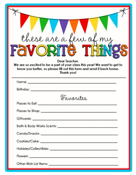 Beginning of the year Teacher Questionnaire, Teacher Treats, Week Schedule, School Teacher Gifts, Beginning Of The School Year, Teacher Printable, 1st Day Of School, Beginning Of School, Teacher Appreciation Week