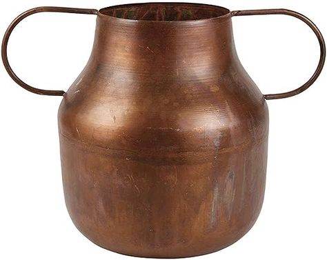 Amazon.com: 47th & Main Rustic Metal Pot | Two-Handled Flower Vase for Home Décor, Medium, Copper : Home & Kitchen Vase With Handles, Vase Unique, Copper Vase, Handle Vase, Beautiful Plants, Metal Vase, Plants And Flowers, Modern Vase, Grey Marble