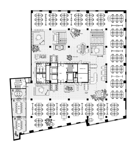 Office Interior Design Plan, Office Floorplans, Office Building Plans, Open Office Layout, Office Layout Plan, Office Space Planning, Restaurant Plan, Office Floor Plan, Commercial Office Design