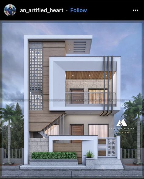 2 Story House Elevation Modern, Balcony Elevation Ideas, Boundry Wall Front Elevation, Modern House Outer Design, Duplex House Elevation, Boundry Wall, House Design 3d, House Structure Design, Building Front Designs