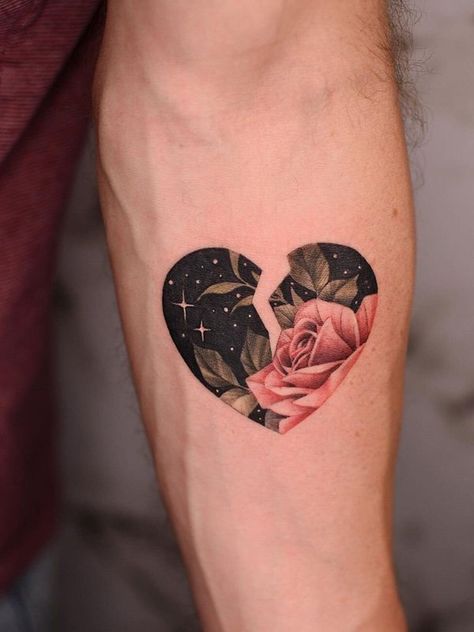 100 Awesome Heart Tattoos For Inspiration - The Trend Scout Tattoo Heart Cover Up, Men’s Heart Tattoo, Cover Up Heart Tattoo Ideas, Tattered Heart Tattoo, Exploding Heart Tattoo, Nature Heart Tattoo, Half A Heart Tattoo, Heart Tattoo Cover Up, Cold Heart Tattoo