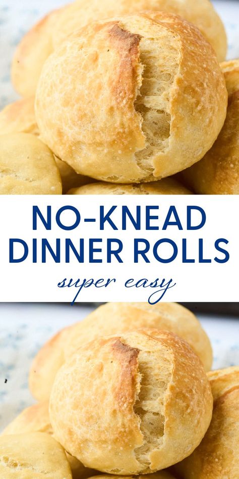 No Knead Dinner Rolls {Super Easy} No Knead Dinner Rolls Easy Recipes, Easy No Knead Yeast Rolls, No Knead Crusty Rolls, Overnight No Knead Bread Recipe, No Knead Hoagie Rolls, No Knead Sandwich Rolls, No Knead Rolls Easy, Crusty Dinner Rolls Recipe, Easy Rolls Recipe Quick