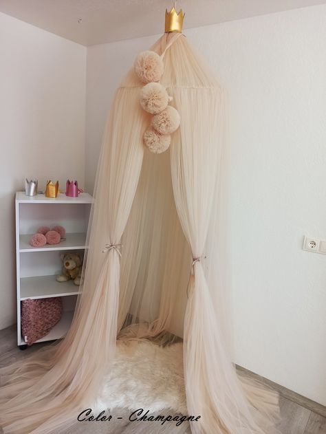 Playroom Canopy, Girls Reading Nook, Baby Crib Canopy, Room Canopy, Tulle Canopy, Play Canopy, Ring Steel, Princess Room Decor, Soft Tulle Veil