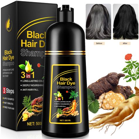 PRICES MAY VARY. ✨ Hair Dye Shampoo 3 in 1 for Gray Hair Can effectively cover gray hair, so that you are no longer affected by gray hair and rejuvenate. Obtain back the fresh-looking hair of your younger days. Dark Brown/ Black hair can last 3-4 weeks. (WARM REMINDER): please do a skin test before first use. ✨ Our hair color shampoo work great, give your greying hair a new lustrous, vibrant, and young look, while replenishing the lost health of weak strands. You can have a natural Dark Brown/ B Dark Hair Colors, Greying Hair, Shampoo For Men, Shampoo For Gray Hair, Hair Dye Shampoo, Grey Hair Coverage, Shampoo Ingredients, Mens Shampoo, Black Hair Dye