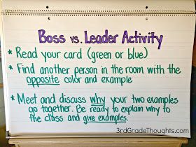 3rd Grade Thoughts: Bosses vs. Leaders Lesson + Freebies Leadership Workshop Ideas, Leader In Me Activities, Leadership Activities For Kids, Boss Vs Leader, The Leader In Me, Leadership Classes, Habit 5, Leadership Workshop, Student Leadership