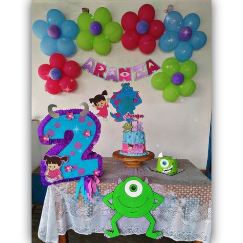 Pequeña decoración al estilo Boo-monsters Inc 👧🏻💜💙💚✨ Buu Monster Inc, Monsters Inc Boo, Monster Inc Birthday, 2nd Birthday Party For Girl, Monster Inc, Monster Birthday, Ideas Para Fiestas, Girl First Birthday, Monsters Inc