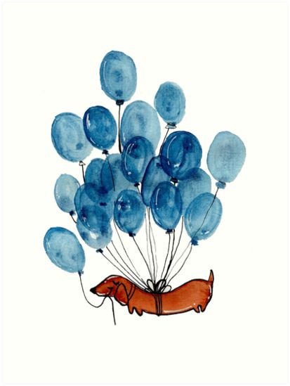 Hello! This is a cute dachshund dog with a lot of balloons :D • Millions of unique designs by independent artists. Find your thing. Dachshund Dog, Dachshund, Watercolor Painting, Balloons, Canvas Print, Canvas, For Sale, Watercolour Painting