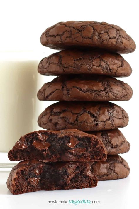 brownie mix cookies - howtomakeeasycookies.com Brownie Variations, Best Brownie Mix, Ghirardelli Brownie Mix, Hot Chocolate Brownies, Chocolate Chunk Brownies, Brownie Mix Cookies, Double Chocolate Brownies, Chocolate Brownie Cookies, Cookie Brownie Recipe