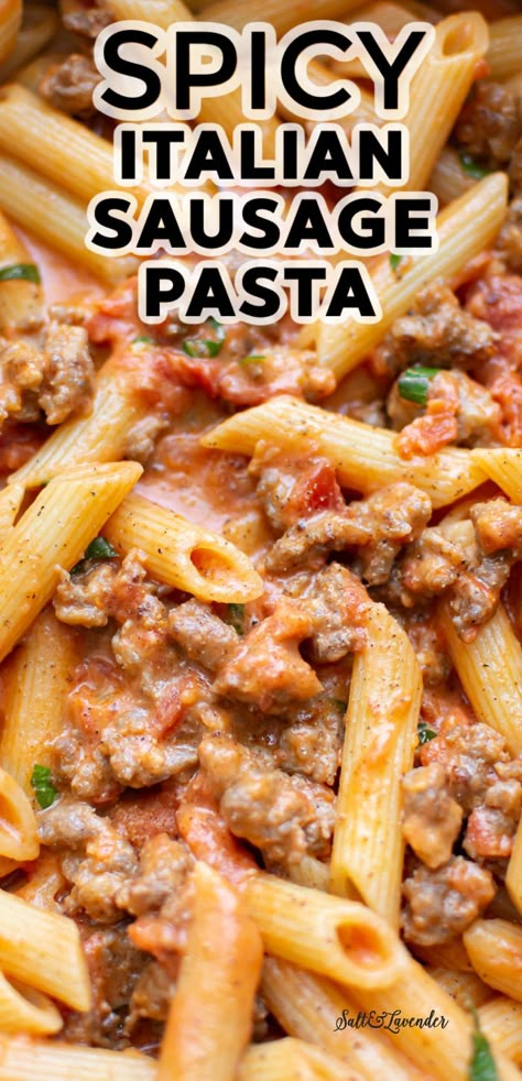 Spicy Italian Sausage Pasta, Hot Italian Sausage Recipes, Italian Sausage Recipes Pasta, Sausage Pasta Sauce, Sausage Pasta Recipe, Spicy Sausage Pasta, Spicy Italian Sausage, Sauce Spaghetti, Sausage Pasta Recipes