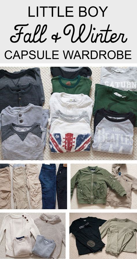 Tips and tricks on how to put together an affordable and minimalist Fall and Winter capsule wardrobe for your little boy. Grey Wardrobe, Fall Winter Capsule Wardrobe, Winter Baby Clothes, Wardrobe Capsule, Winter Capsule, Toddler Winter, Toddler Fall, Minimalist Capsule Wardrobe, Winter Capsule Wardrobe