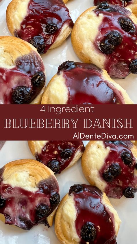 Blueberry Danishes, Fruit Danish, Blueberry Danish, Oven Baked Bacon, Crescent Recipes, 4 Ingredient Recipes, Eclair Cake, Instagram Recipes, Breakfast Recipes Sweet