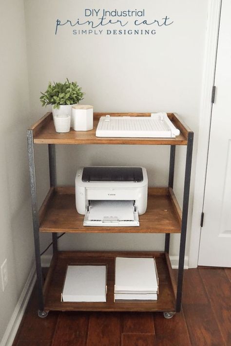 Printer Table, Printer Cart, Reka Bentuk Dalaman, Ikea Desk Hack, تصميم الطاولة, Industrial Diy, Build Yourself, Office Store, Hemma Diy