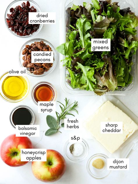 Apple Cranberry Spinach Salad With Balsamic Vinaigrette, Salad Recipes Apple Walnut, Apple Balsamic Dressing, Holiday Honeycrisp Apple Salad, Salads Without Tomatoes, Salad Recipes With Balsamic Dressing, Apple Balsamic Salad, Fall Dressing Salad, Apple And Cranberry Salad