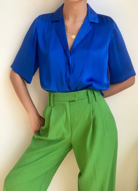 83e8ef518174e1eb6be4a0778d050c9ddesc44752401ri Mode Pop, Fun Outfits, Color Blocking Outfits, Coban, Populaire Outfits, Kleidung Diy, Neue Outfits, Colour Blocking, Green Pants