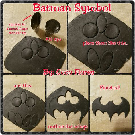 Super easy batman symbol! By:Coco Flores Batman Shaped Cake, Diy Batman Cake, Batman Pasta, Batman Cake Ideas, Easy Batman Cake, Batman Symbols, Diy Batman, Kue Fondant, Batman Cupcakes