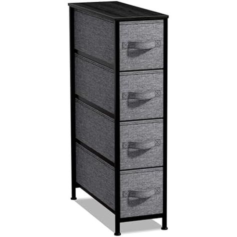 Amazon.com - mDesign Tall Dresser Storage Tower Stand with 4 Removable Fabric Drawers - Steel Frame, Wood Top Organizer for Bedroom, Entryway, Closet - Lido Collection - Light Pink/Rose Gold Narrow Dresser, Slim Storage, Small Closet Space, Drawer Bedroom, Small Closet Organization, Small Closet, Storage Towers, Fabric Drawers, Bathroom Laundry