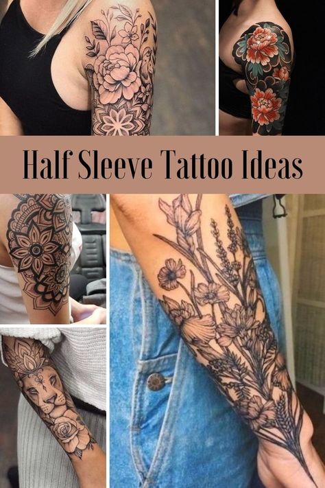 What Is A Half Sleeve Tattoo? - TattooGlee Half Sleeve Tattoo Upper Arm, Half Sleeve Tattoo Ideas, Tato Lengan Bawah, Tato Setengah Lengan, Unique Half Sleeve Tattoos, Lower Arm Tattoos, Shoulder Sleeve Tattoos, Half Sleeve Tattoos Forearm, Arm Sleeve Tattoos For Women