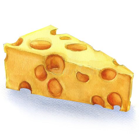 Watercolor piece of cheese isolated. Piece of cheese isolated, watercolor painting on white background vector illustration Cheese Drawing, Leaving Cert, Fruit Art Drawings, Cheese Art, Food Art Painting, Prismacolor Art, Painting Reference, Realistic Pencil Drawings, Colored Pencil Artwork