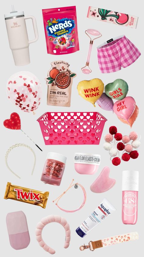 valentines bsf basket Valentine Basket, Valentines Basket, Valentines Day Baskets, Valentine Baskets, Galentines Gifts, Hey Girl, Best Friend Gifts, Pomegranate, Your Aesthetic