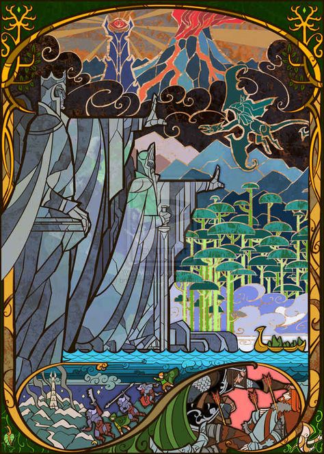 Gates Of Argonath | 17 Passages From "Lord Of The Rings" Beautifully Recreated In Stained Glass L'art Du Vitrail, Middle Earth Art, Tolkien Art, Lotr Art, Bilbo Baggins, Fellowship Of The Ring, Rocky Horror, Jrr Tolkien, Gandalf