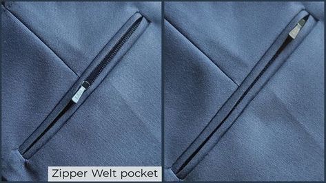 Double Welt Pocket Tutorial, Pocket Shirt Design, Double Welt Pocket, Sew A Zipper, Zipper Tutorial, Sewing Pockets, Pocket With Zipper, African Wear Styles For Men, Pocket Stitching