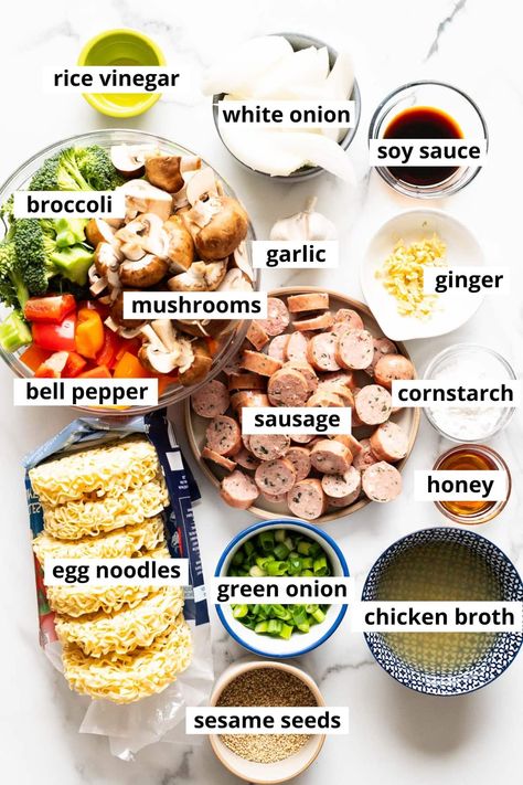 Soy Sauce Broccoli, Mongolian Ground Beef Noodles, Ground Beef Noodles, Crispy Vegetables, Farmer Sausage, Sausage Stir Fry, Mongolian Ground Beef, Turkey Stir Fry, Make Sausage