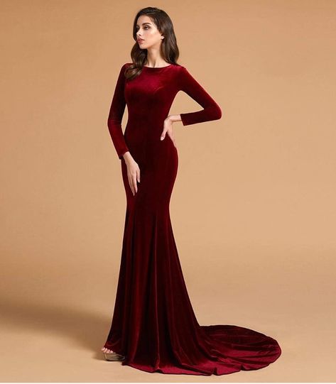 Before you place the order, Please See our Size Chart on the left. Classy Prom Dresses Long, Chiffon Dress Long Casual, Burgundy Evening Gown, Velvet Mermaid Dress, Burgundy Gown, Prom Dresses Mermaid, Classy Gowns, American Dress, Velvet Dress Long