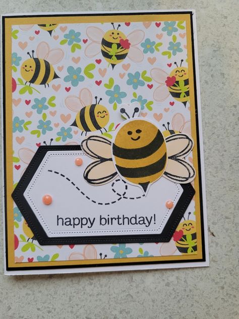 Bee Valentines Cards, Honey Bee Cards, Bee Birthday Cards, Bee Paper, Bee My Valentine, Bee Valentine, New Things To Try, Stampin Up Project, Bee Birthday