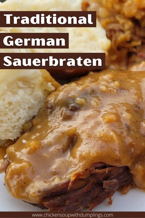 German Pot Roast, German Sauerbraten Recipe, Chicken Soup With Dumplings, Roast Chicken Soup, Sauerbraten Recipe, Soup With Dumplings, Beef Rump Roast, German Meat, Easy German Recipes