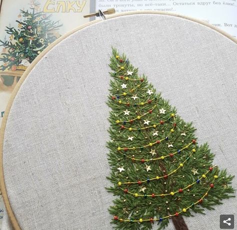 Christmas Tree Embroidery, Christmas Embroidery Patterns, Cross Stitch Christmas, Christmas Embroidery Designs, Embroidery Christmas, Embroidery Stitches Tutorial, Pola Sulam, Stitch Christmas, Big Tree