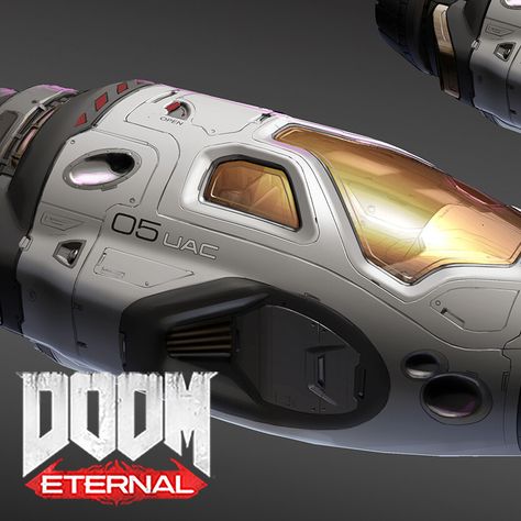 ArtStation - DOOM Eternal | UAC Mars Core Escape Pod, Ethan Evans Doom Environment, 3d Forms, Escape Velocity, Escape Pod, Doom Eternal, Hard Surface Modeling, Sci Fi Environment, Spaceship Design, Flight Simulator