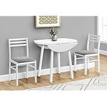 Contemporary Dining Table Set, Space Saving Dining Table, 3 Piece Dining Set, Drop Leaf Dining Table, Kitchen White, Family Dining, Small Dining Table, White Laminate, Table Ronde