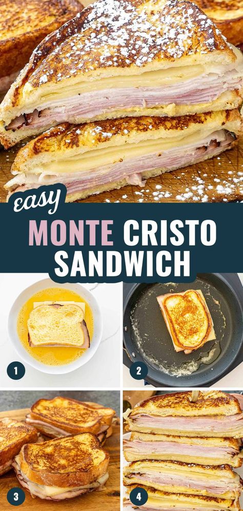 Savor the perfect blend of savory and sweet with this classic Monte Cristo Sandwich recipe! 🥪✨ #MonteCristoSandwich Monte Cristo Sandwich Recipe, Kfc Coleslaw Recipe, Monte Cristo Sandwich, Best Sandwich Recipes, Turkey Breakfast, Monte Cristo, Coleslaw Recipe, Sandwich Recipe, Main Courses