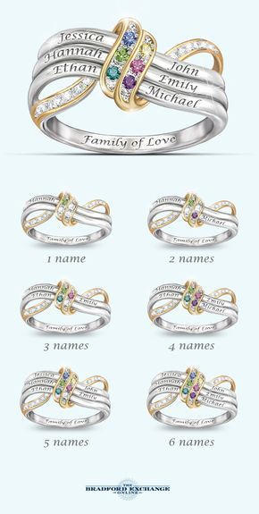 Birthday Ideas For Mom, Family Birthstone Ring, Love Is Forever, Family Rings, Mom Ring, Mother Rings, Bradford Exchange, Custom Ring, Unique Personalized Gift