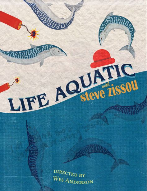 Wes Anderson Aquatic Life, Wes Anderson Life Aquatic, The Life Aquatic With Steve Zissou, Wes Anderson Art Prints, Wes Anderson Movies Posters, Wes Anderson Poster, Life Aquatic With Steve Zissou, The Life Aquatic, Steve Zissou