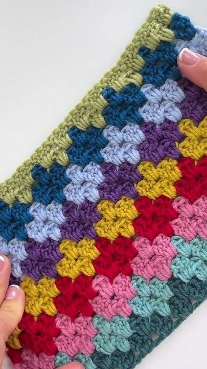 Crochet Granny Square Pet Crochet Granny Diamond Pattern, Granny Crochet Stitch, Multi Color Granny Square, Granny Stitch Pattern, Front Post Granny Square, Colorful Crochet Projects, Stained Glass Granny Square Crochet, Varigated Crochet Blanket Patterns, Join As You Go Granny Square