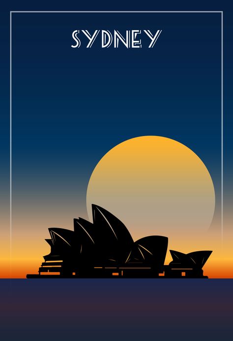 Sunrise Poster Design, Vector Travel Poster, Sports Magazine Design, Australia Poster, Art Deco Travel Posters, Posters Inspiration, Posters Australia, Narrow House Designs, Frame Poster