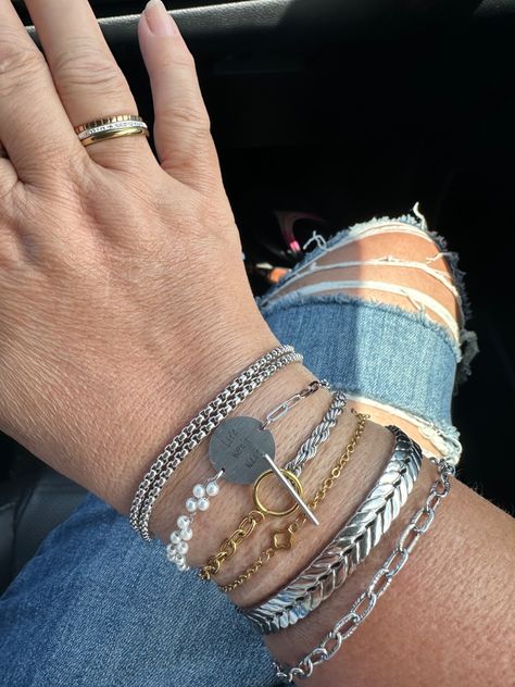 A Casual Day still calls for a beautiful bracelet stack! There really are new rules- it is about what you like. If you are just starting and unsure, like I mentioned in another post, start with an anchor bracelet. I put in a silver textured bangle in between my two permanent bracelets. I added Briar which is personalized. Mine says “Life Won’t Wait” because I am a workaholic and I need to remind myself to stop and enjoy my personal time and the fruits of my labor. Jbloom Jewelry, Anchor Bracelet, Exclusive Jewelry, Nov 2, Bracelet Stack, Beautiful Bracelet, Custom Jewelry, Labor, Holiday Gifts