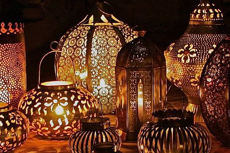 Bazaar Lantern by London Garden Trading - Parachute Blog Lots Of Candles Decor, Arabian Wedding, Moroccan Garden, Moroccan Party, Moroccan Theme, Candle Decoration, Mehndi Decor, Wedding Lighting, London Garden