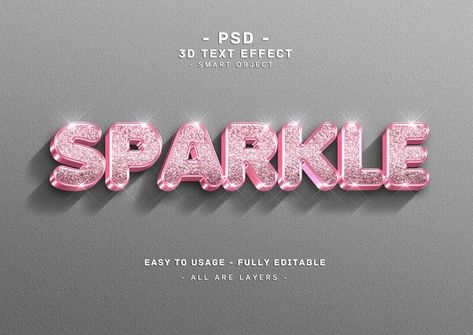 Glam Typography, 3d Font Design, Sparkle Text, Canva Text, Sparkle Logo, Typographic Logo Design, 3d Font, 3d Logo Design, Sparkle Design