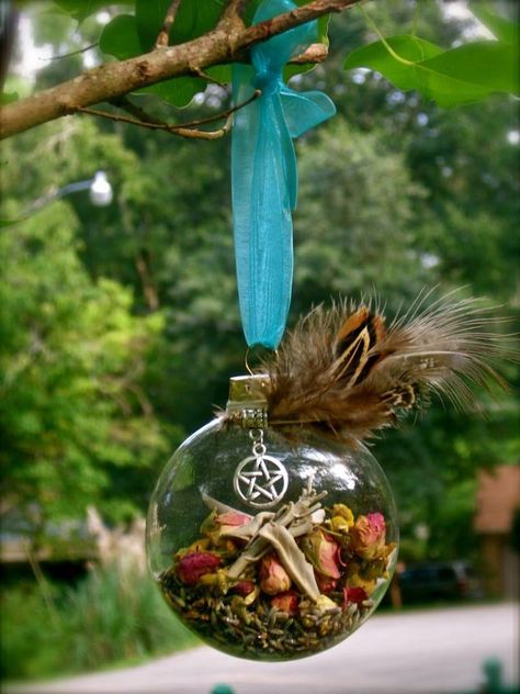 Witches Ball, good for summoning Summer Blessings Witch Ball, Wiccan Crafts, Pagan Crafts, Witchy Crafts, Beltane, Samhain, Ball Ornaments, Book Of Shadows, Yule