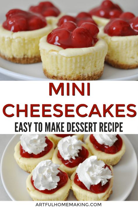 Mini Muffin Pan Recipes, Mini Cheesecakes Recipe, Mini Muffin Tin Recipes, Muffin Pan Recipes, Mini Cheesecakes Easy, Individual Cheesecakes, Mini Cheesecake Recipes, Muffin Tin Recipes, Individual Desserts