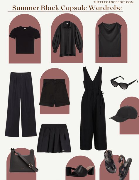 Your All Black Capsule Wardrobe: Outfits & Closet Essentials All Black Capsule Wardrobe, Black Capsule Wardrobe, Core Wardrobe, Capsule Wardrobe Outfits, Bachelorette Outfits, All Black Looks, Wardrobe Outfits, Closet Essentials, Versatile Outfits